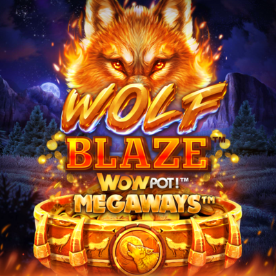 Wolf Blaze Megaways WowPot official slot game logo by Microgaming